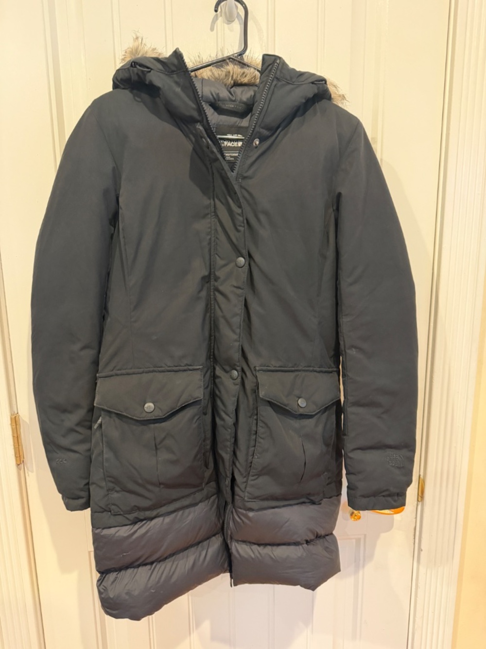 The North Face Tuvu 550 Down Parka Women's Black Faux Fur Coat Hood Small